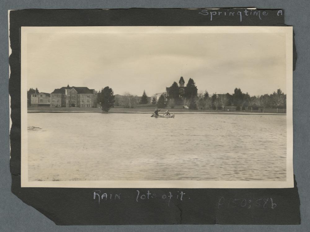 Flooding on lower campus, circa 1920
