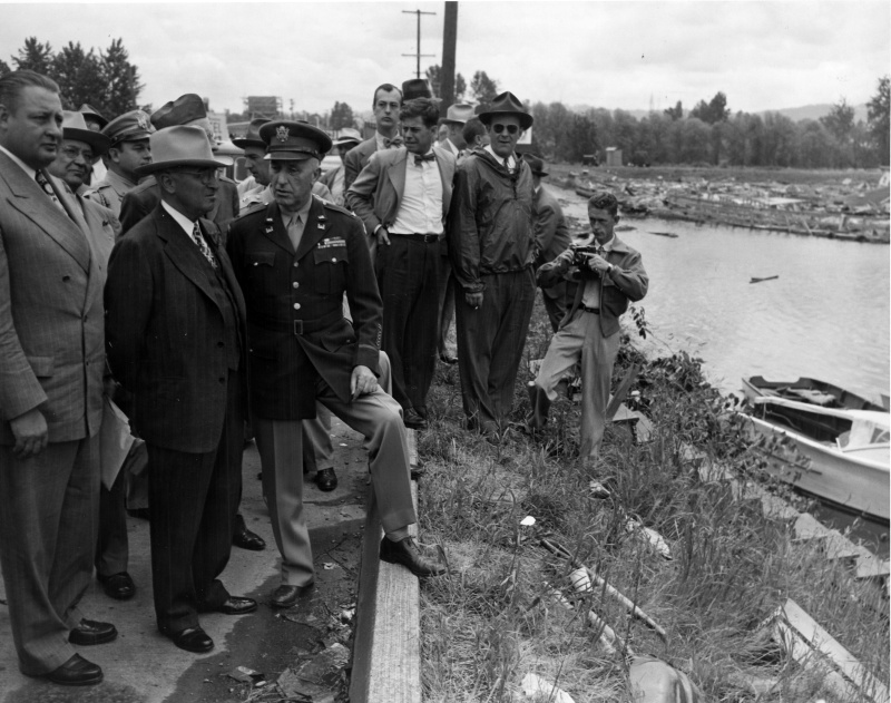 President Truman In Oregon Inspecting Flood Damage