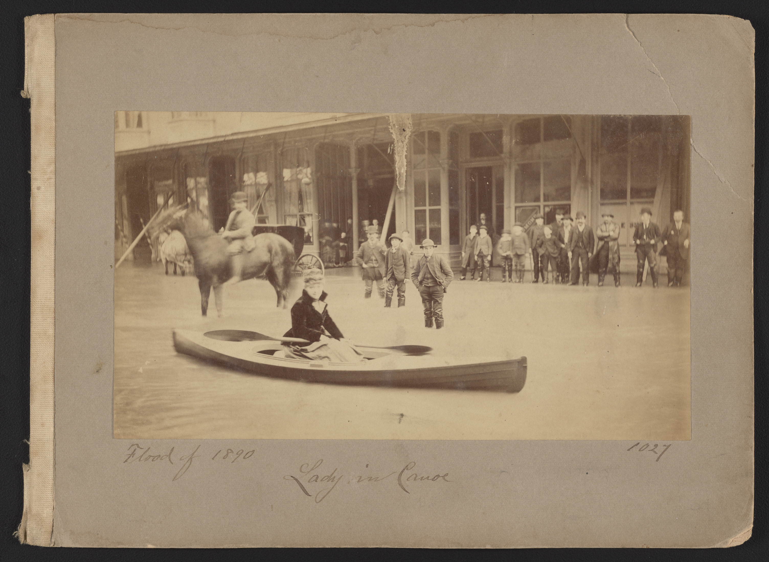 Woman in Canoe on Flooded Street, Portland, Oregon